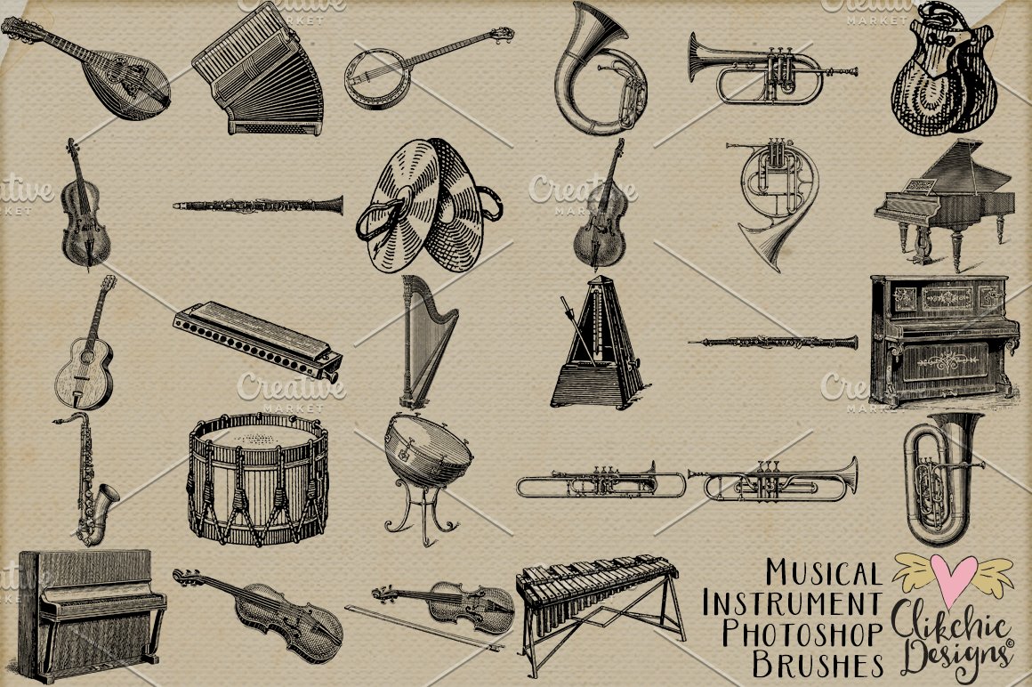 Vintage musical instruments.