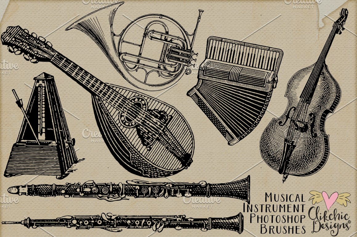 Use this vintage musical illustrations for your compositions.