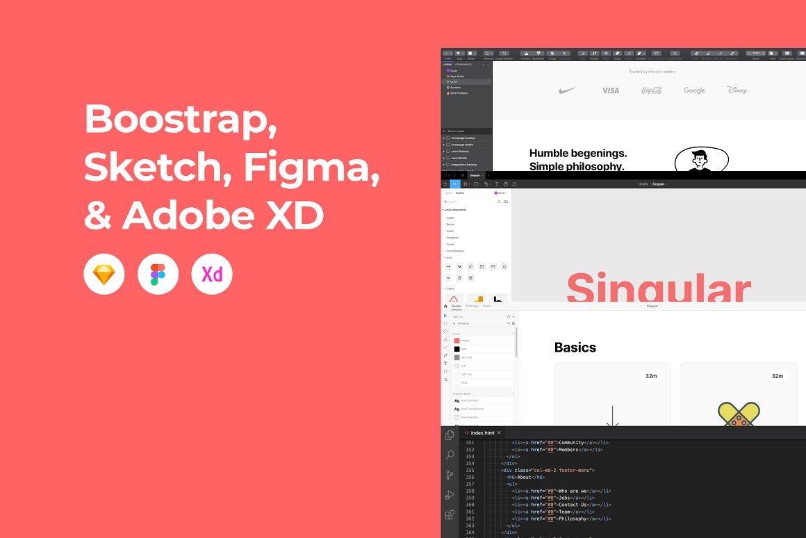 Landinq SAAS Template with Bootstrap preview image.