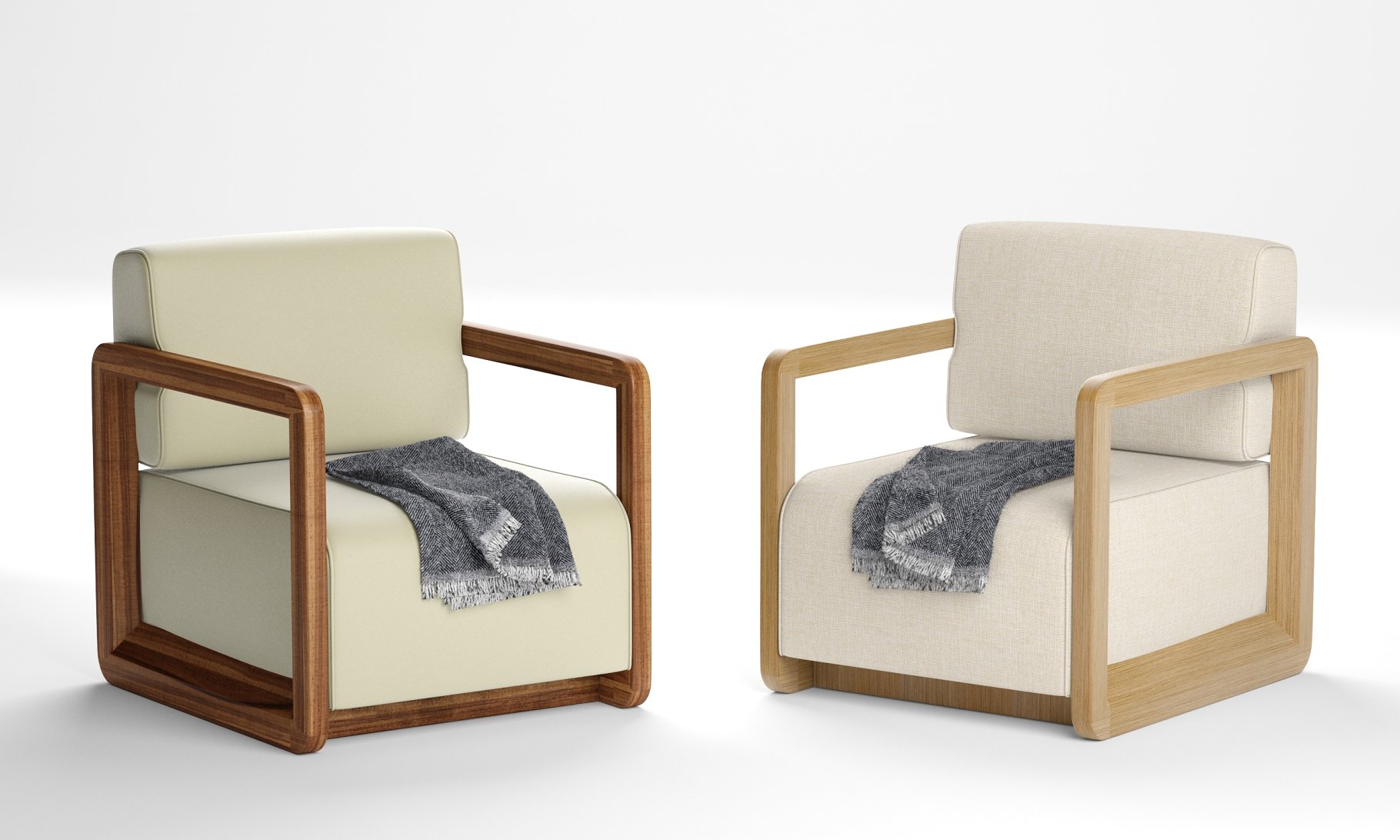 Rendering of a gorgeous 3d model of an upholstered armchair