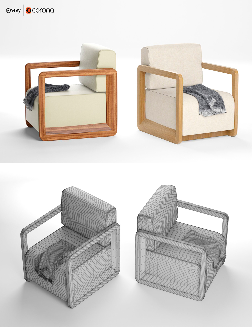 Rendering an amazing 3d model of an upholstered armchair