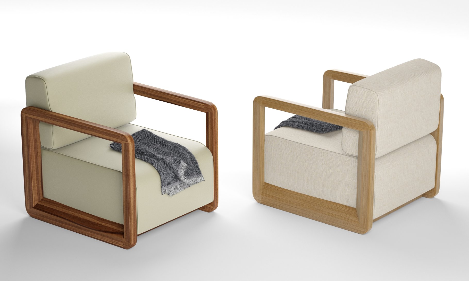 Rendering of a wonderful 3d model of an upholstered armchair