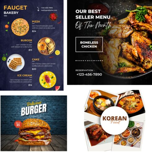 Food Digital Menu Template for Restaurants or Cafe Bar.