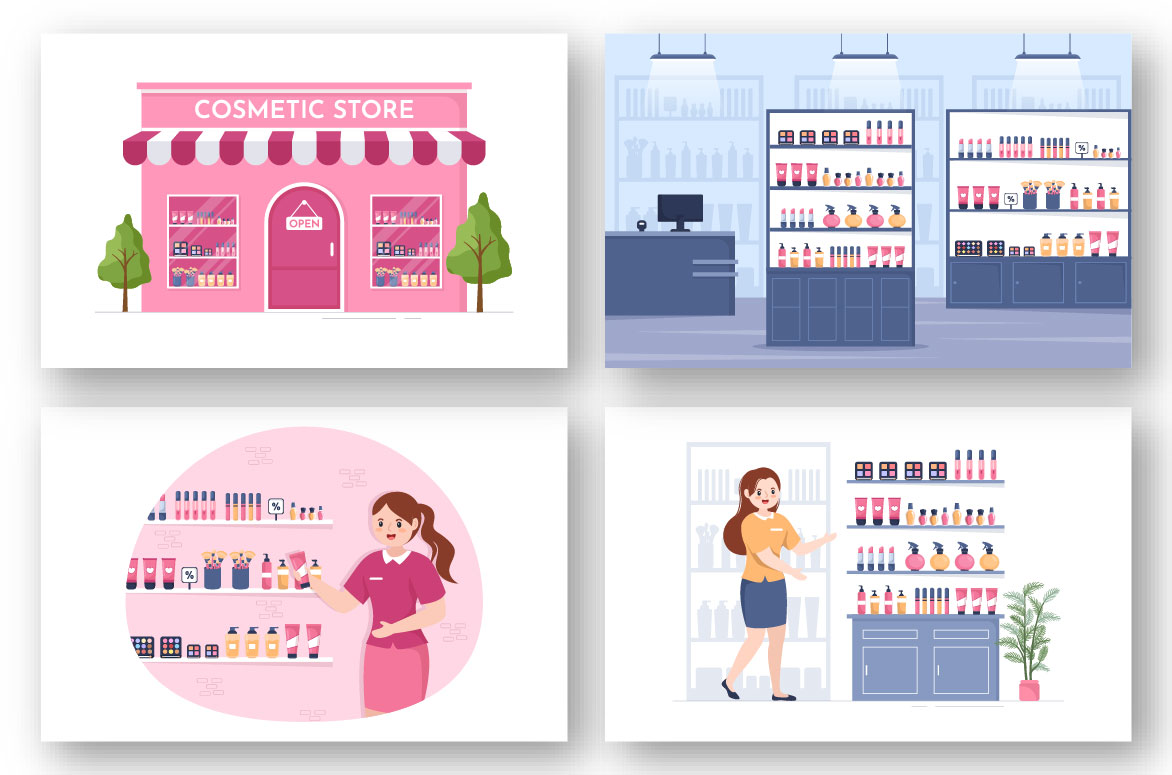 Cartoon Cosmetics Shop Graphics Design preview image.