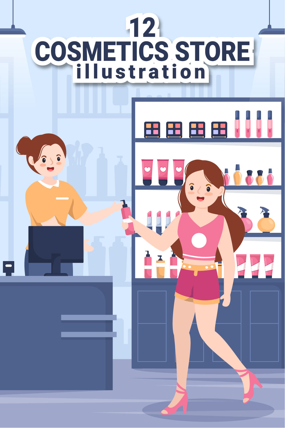 Cosmetics Store Illustration pinterest image.