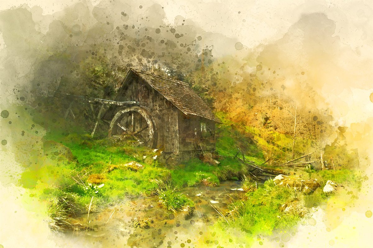 Artist Photoshop Action - cottage image example.