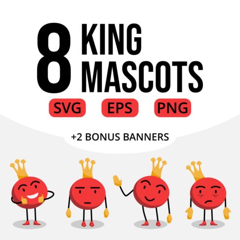 King Mascot Vector Illustrations Design Bundle cover image.