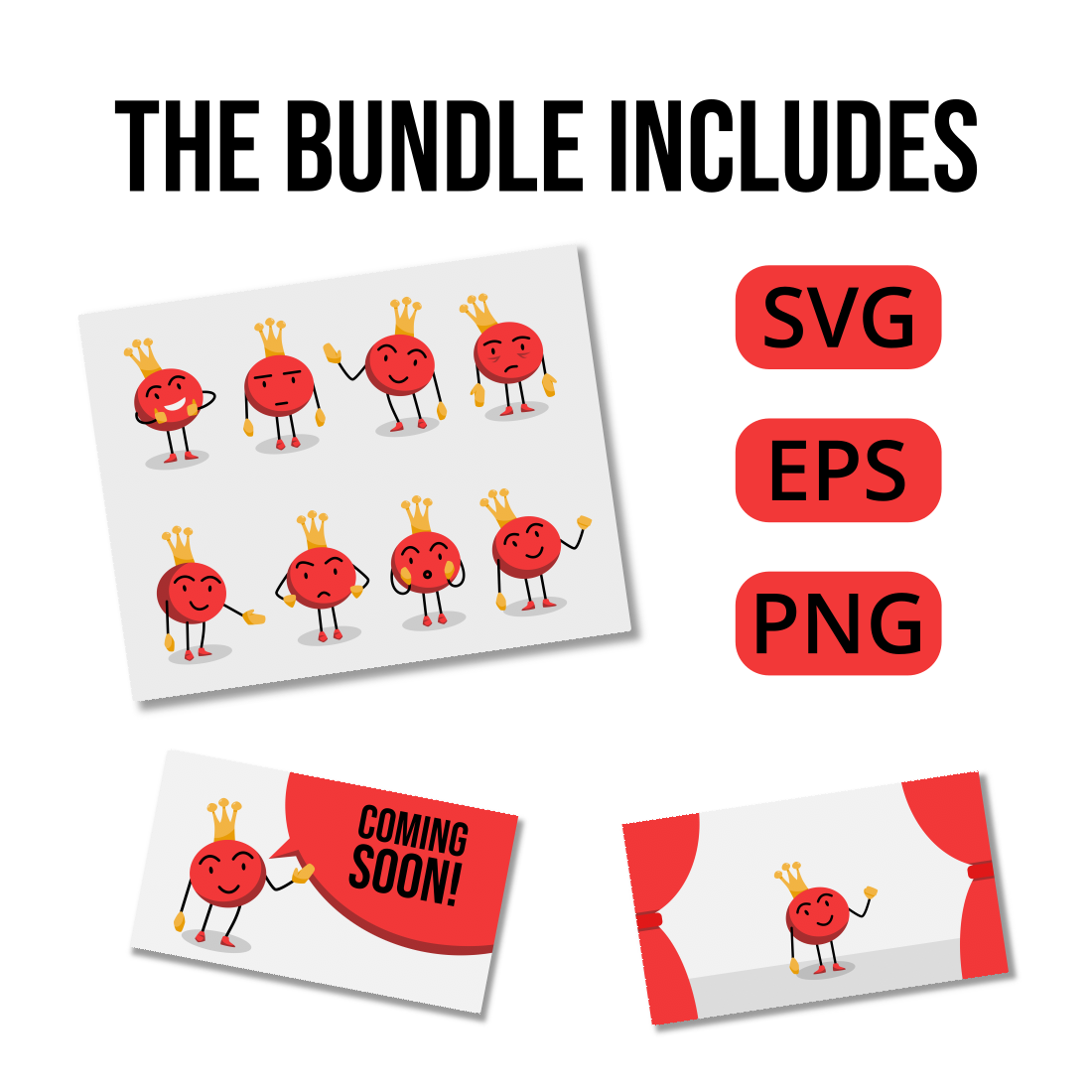 King Mascot Emoji Vector Illustrations Design Bundle cover image.