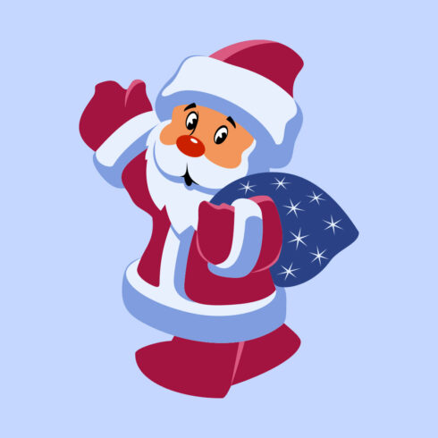 Santa Claus with Christmas Bag Graphics Design facebook image.
