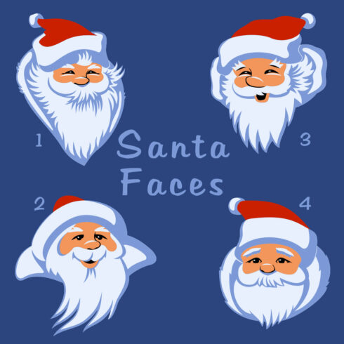 Santa Claus Faces Illustrations Design cover image.