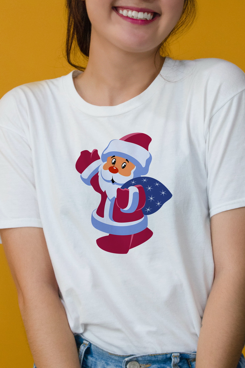 Santa Claus with Christmas Bag Graphics Design pinterest image.