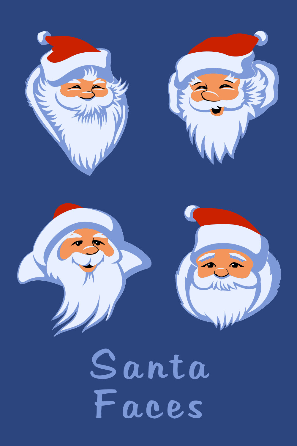 Santa Claus Faces Illustrations Design pinterest image.