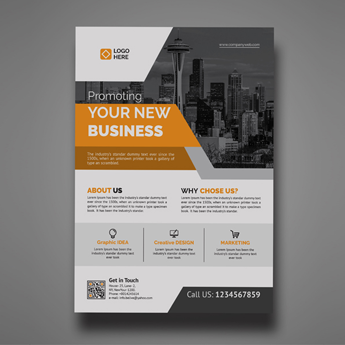 Corporate Business Flyer with Yellow Template cover image.