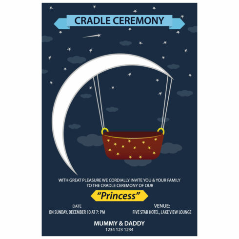 Greeting Invitation Design for Cradle Ceremony cover image.