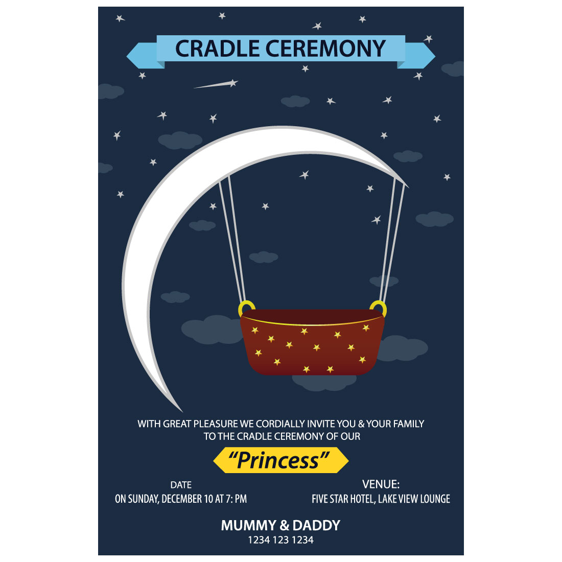 Greeting Invitation Design for Cradle Ceremony MasterBundles