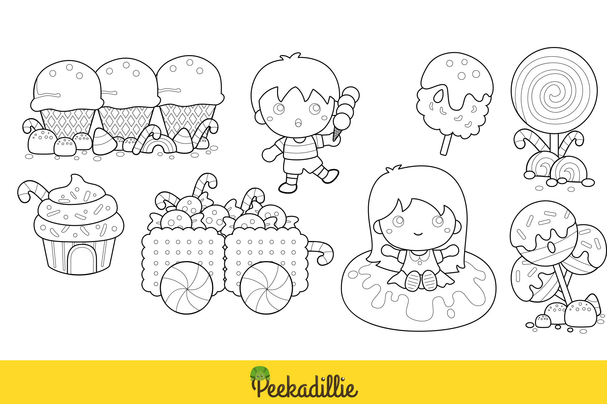 Kids Candyland Stickers Vector Clipart preview image.