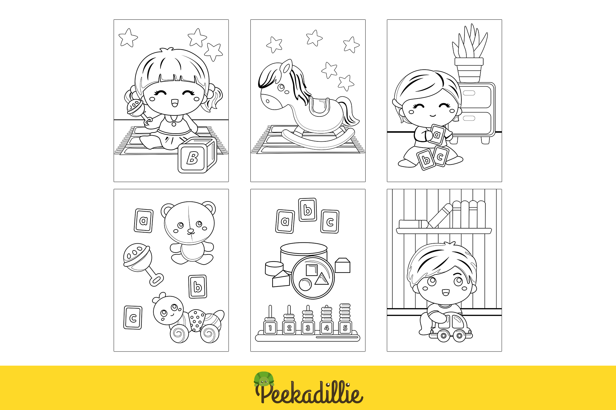 Coloring Pages Baby and Toys Design preview image.