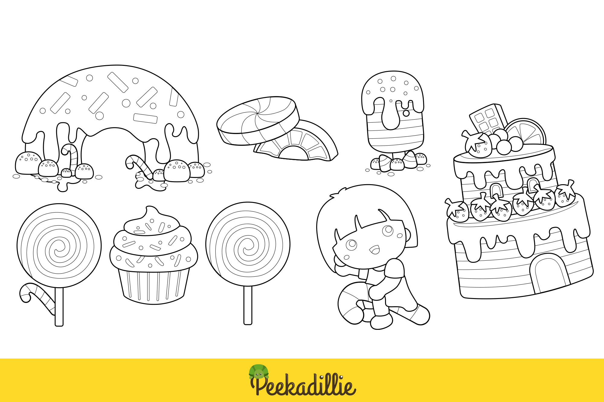 Candyland Kids Digital Stamp Stickers Vector Clipart preview image.