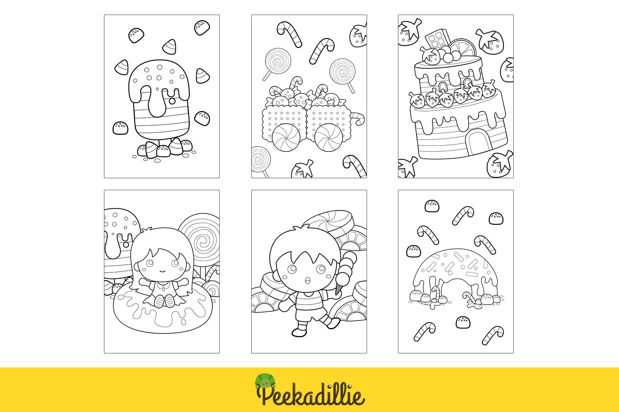 Coloring pages with cute kids.