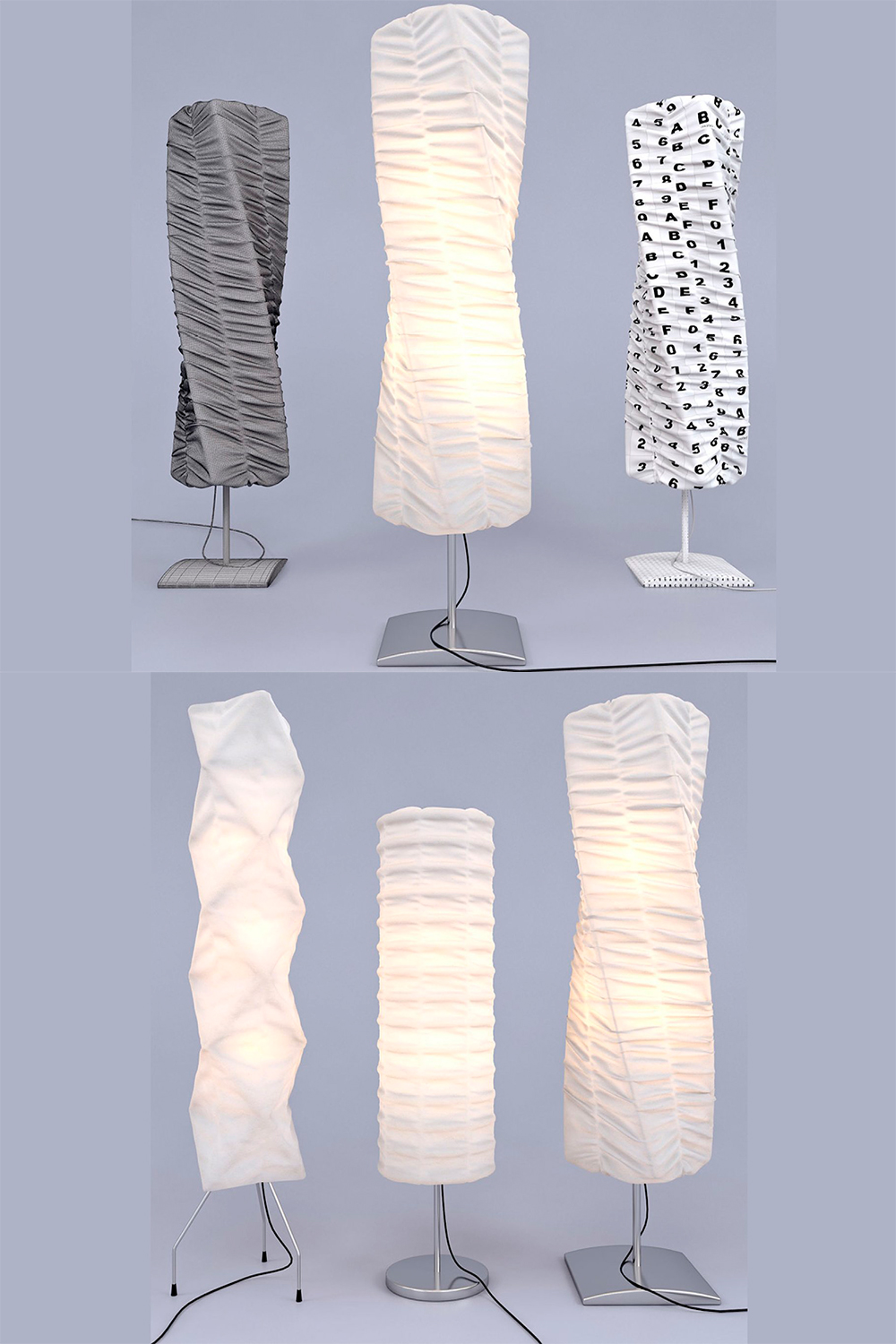 Rendering of enchanting 3d models of floor lamps