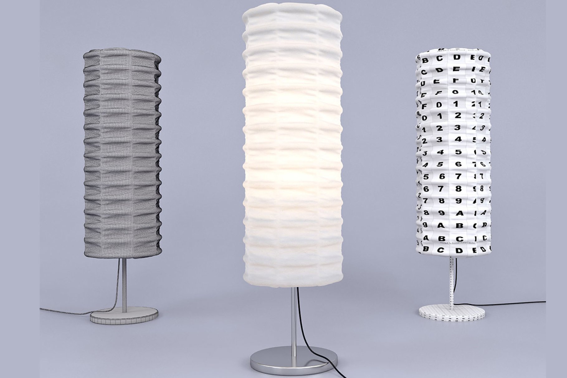 Rendering of beautiful 3d models of floor lamps