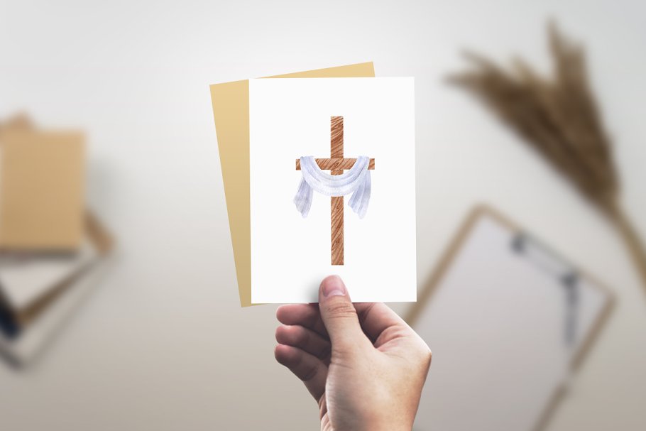 Watercolor christian cross clipart.