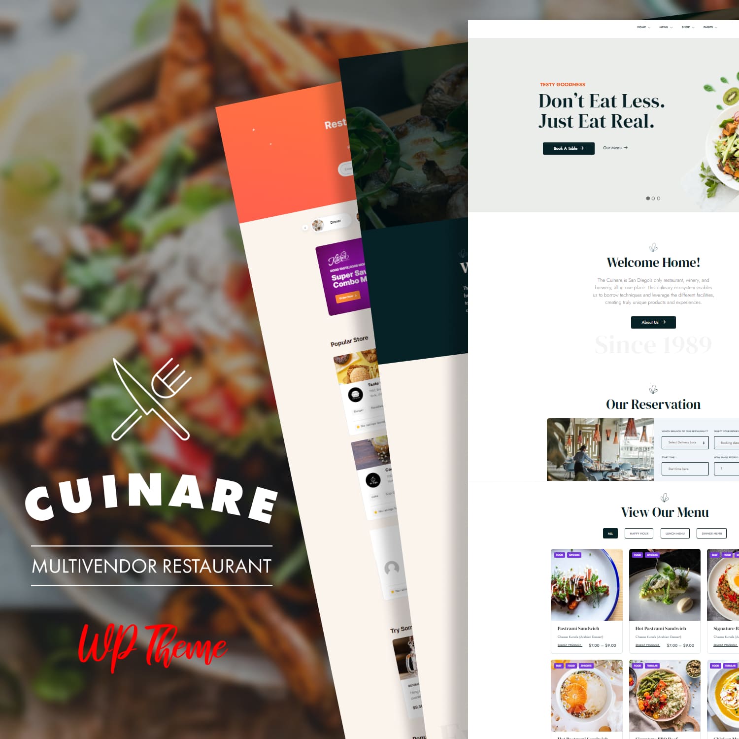 A collection of adorable restaurant themed WordPress pages.