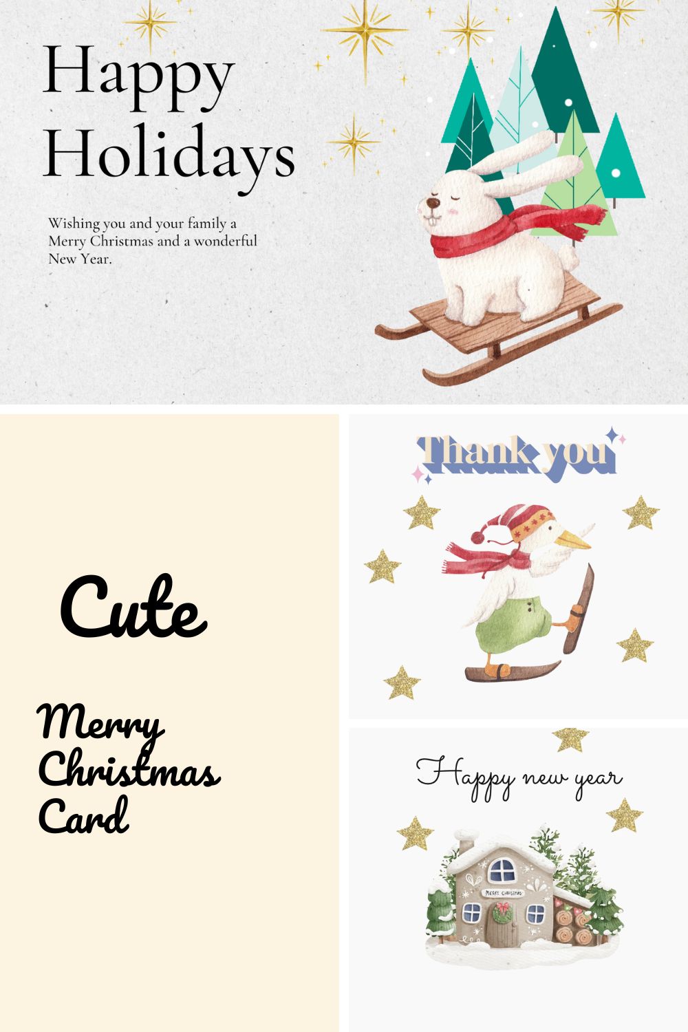 Cute Merry Christmas Card Design pinterest image.