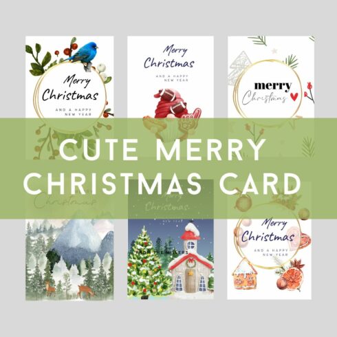 Cute Merry Christmas Card design cover image.