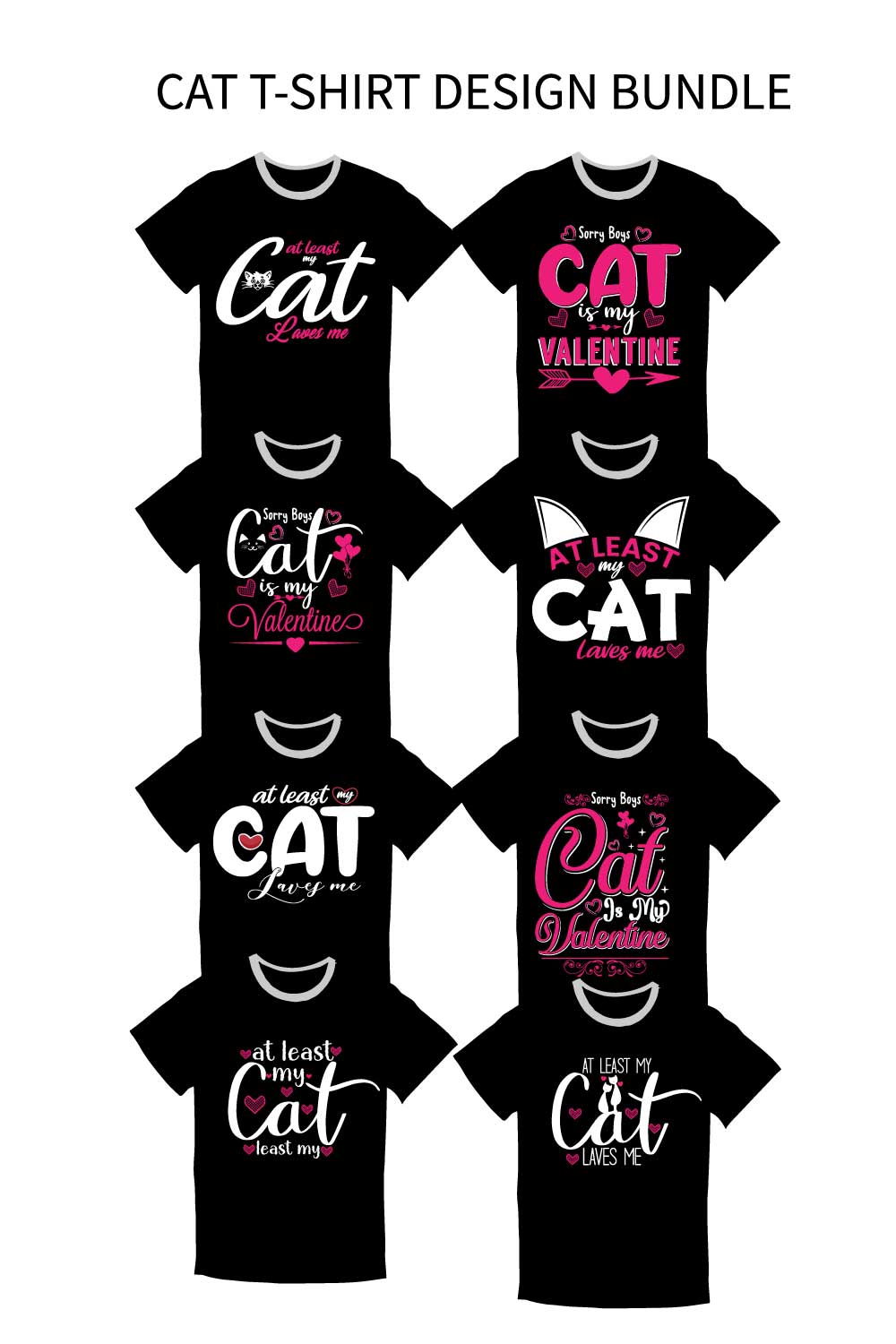 10 Cat T-shirt Bundle SVG & EPS Pinterest image.
