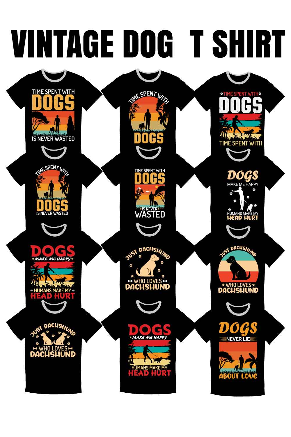 15 Dog Vintage T-shirt Bundle Pinterest image.
