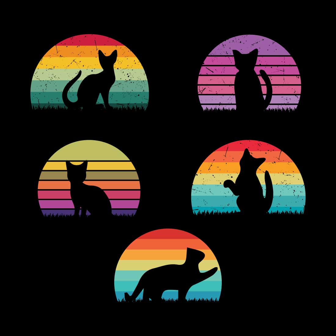 Cat Gradient T-shirt Design Bundle cover image.