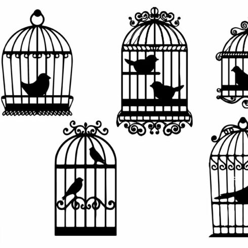 Birdcage Silhouettes SVG Cutting Files.