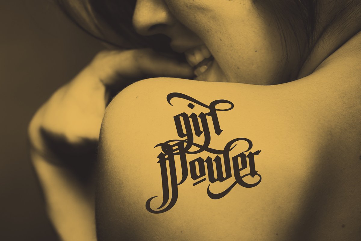 The Pontifice font - tattoo design.