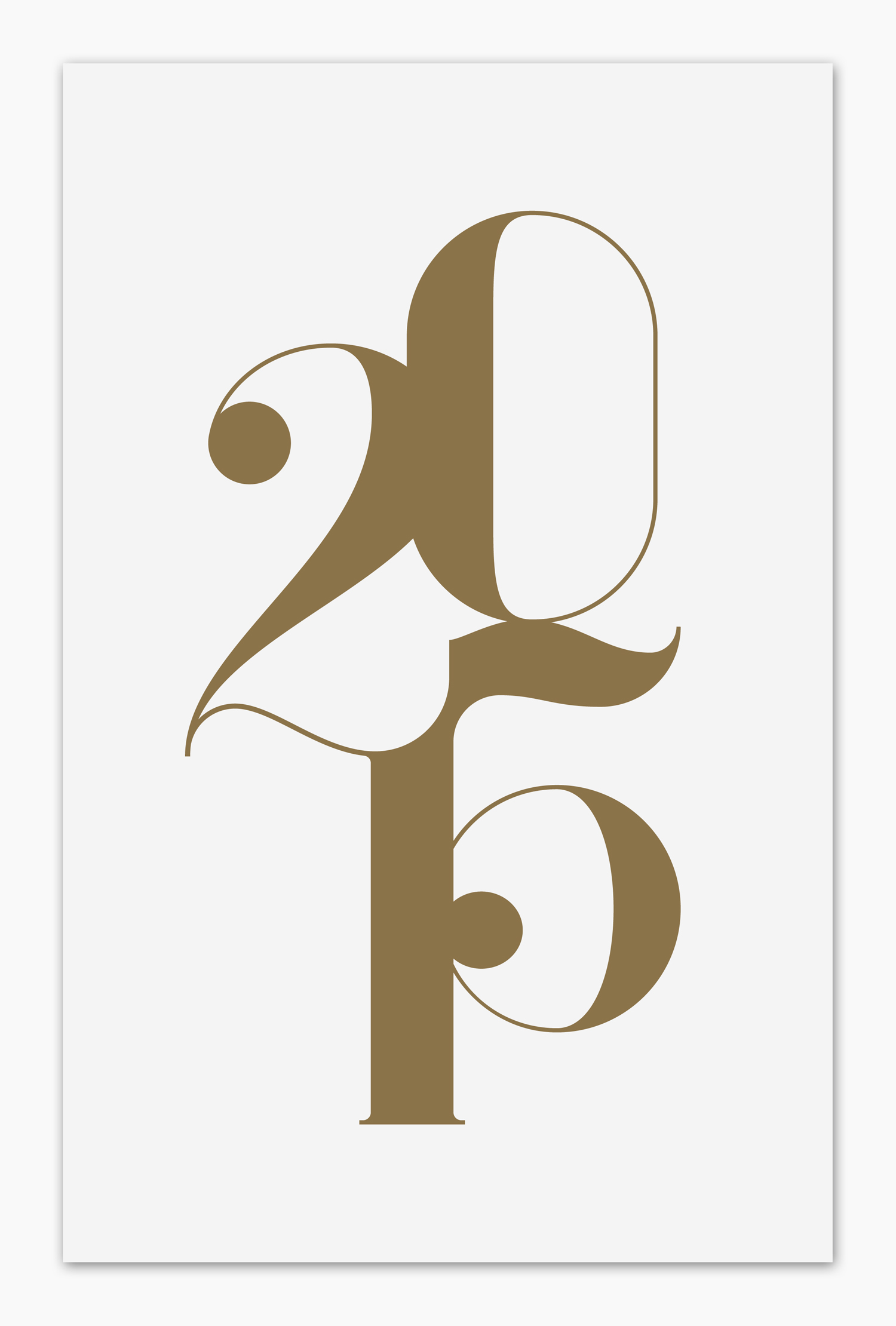 Vertical gold font with numbers.