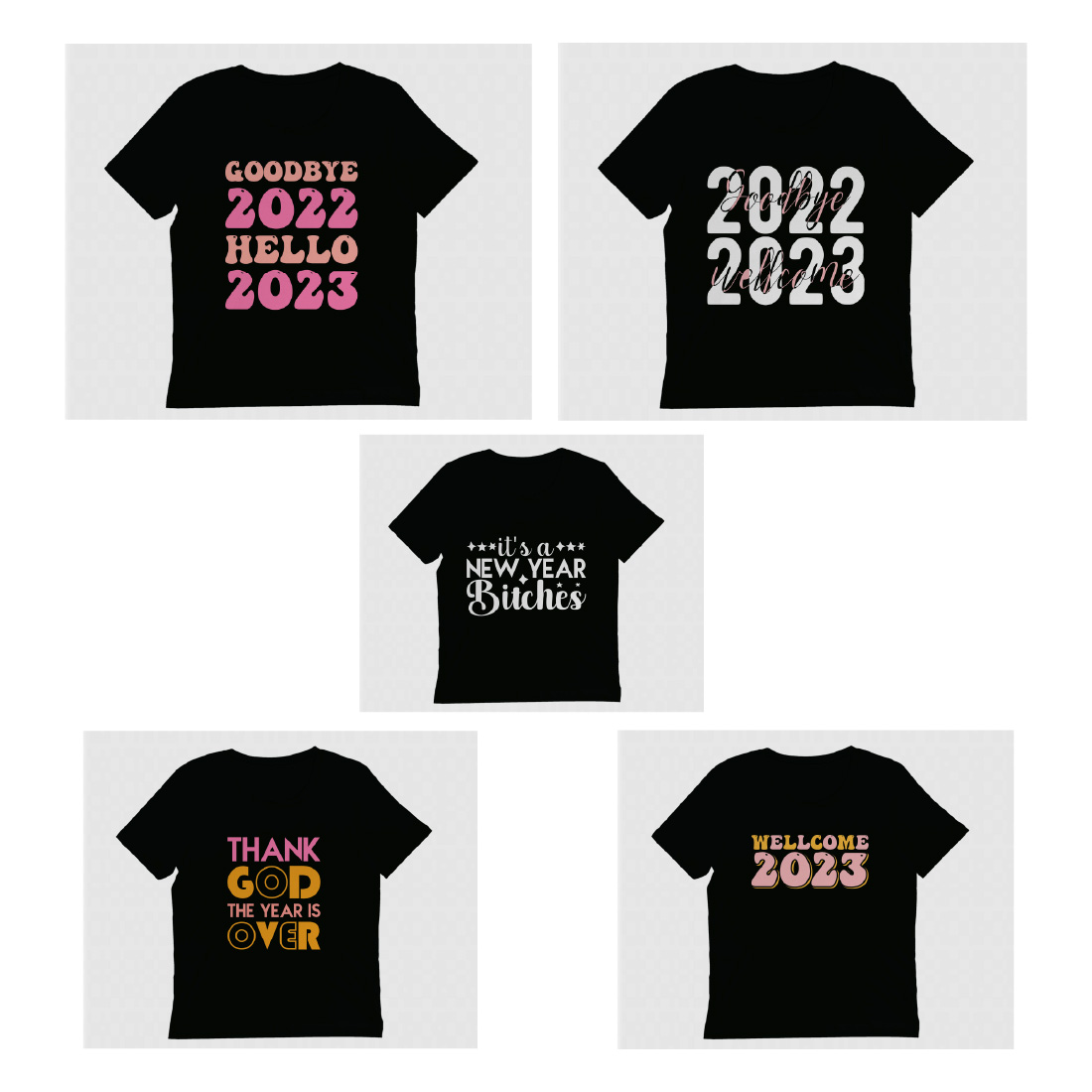 Happy New Year 2023 T-Shirt Bundle preview.