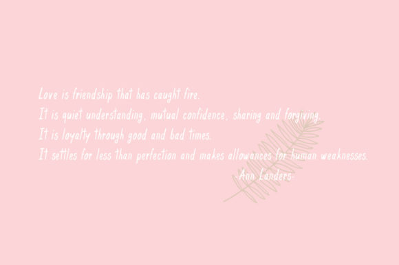 White script quote on a pink background.