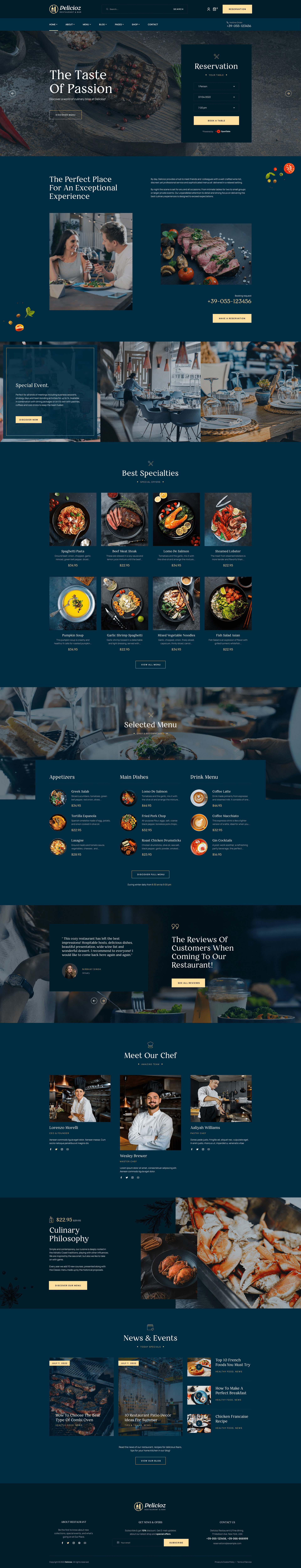 Image page of a beautiful WordPress template on a restaurant theme.