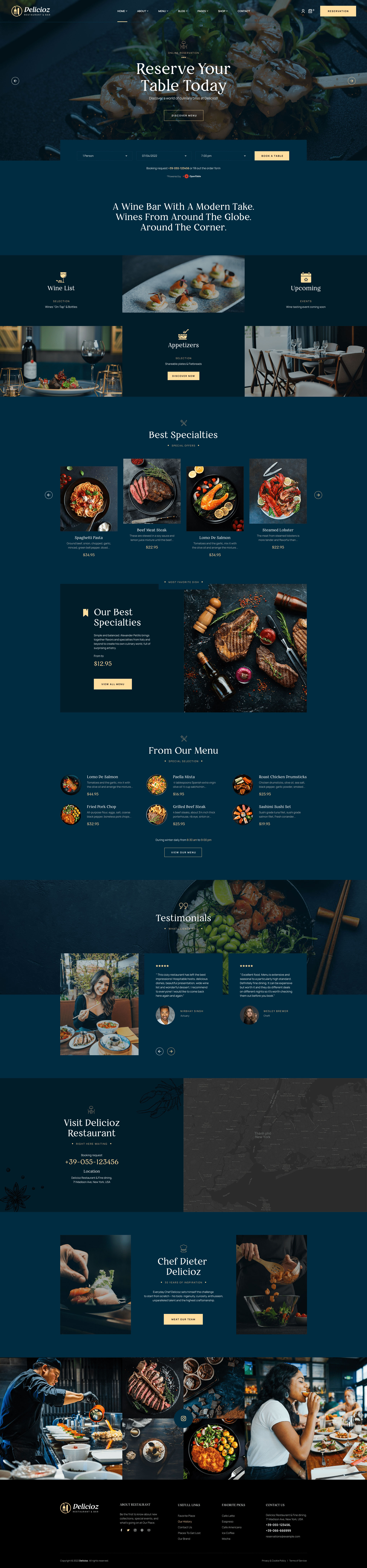 Page image of an amazing restaurant theme WordPress template.