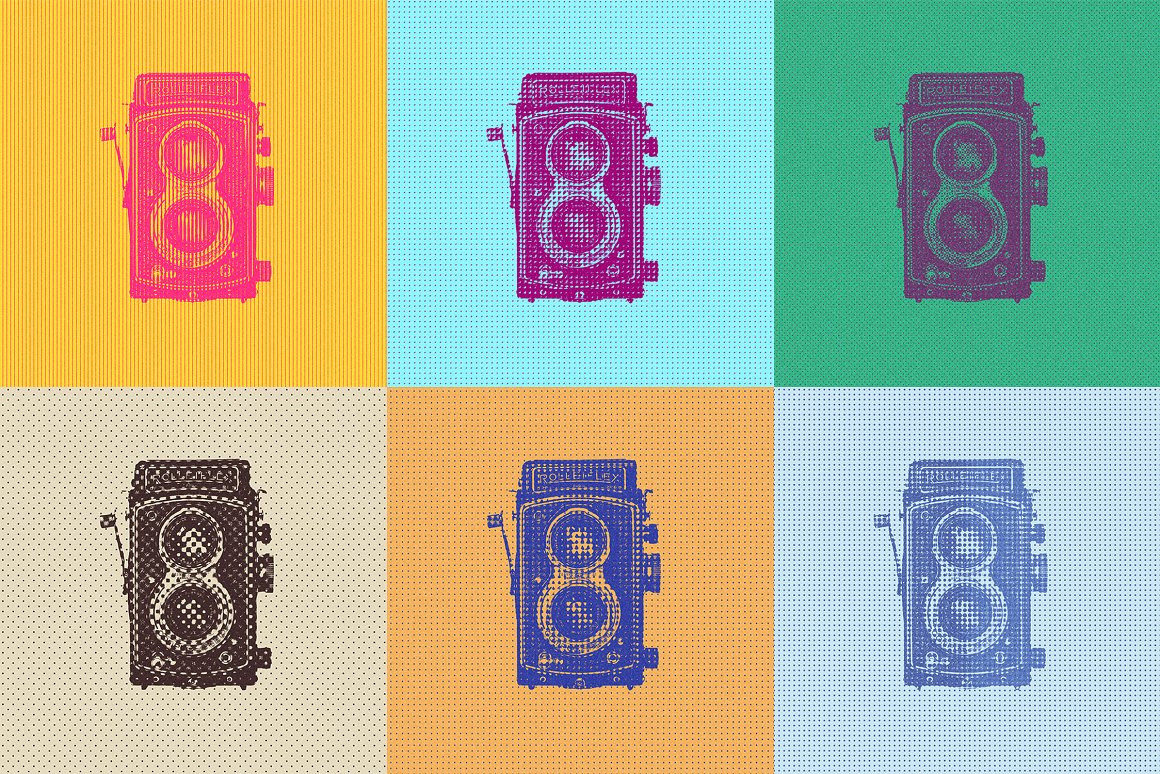 6 colorful illustrations in Photoshop effect of sound column..