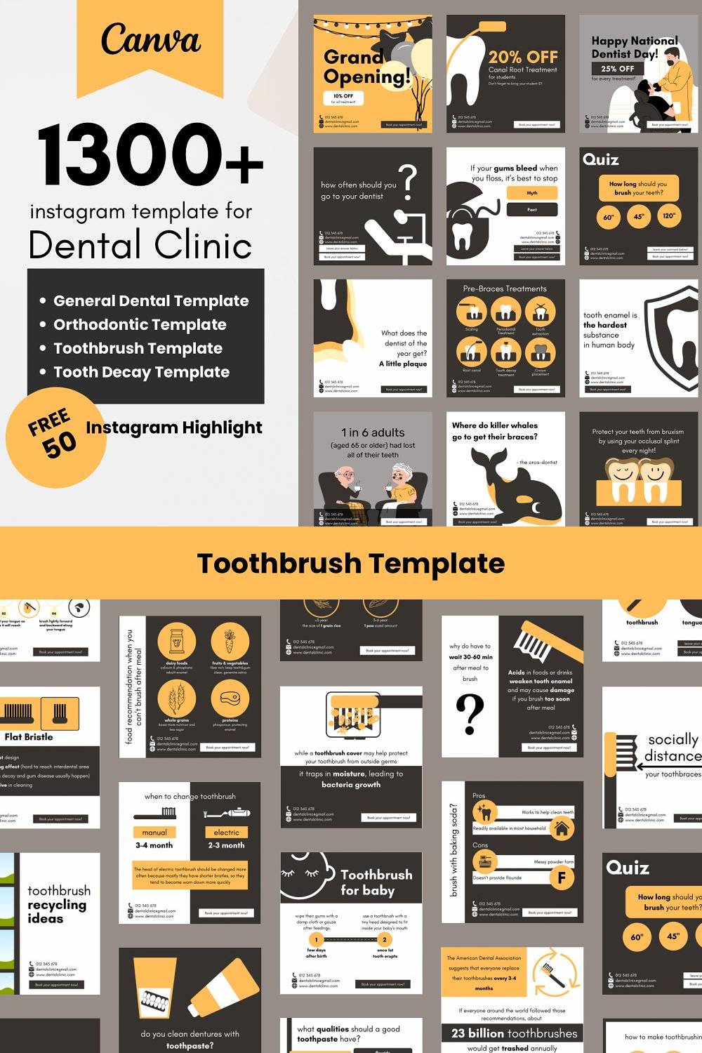 Dental Clinic Instagram Template YB - Pinterest.