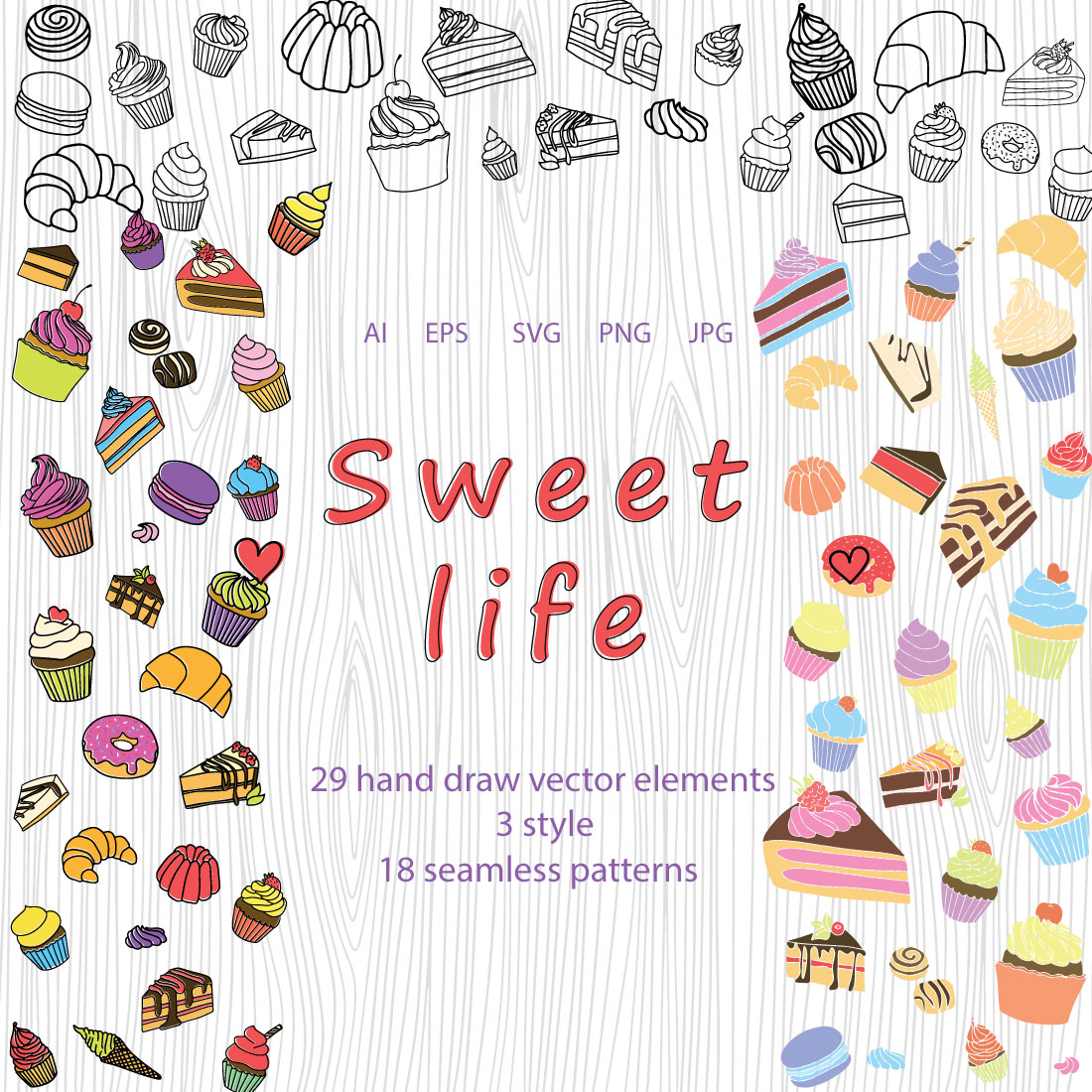 Set of irresistible sweets images