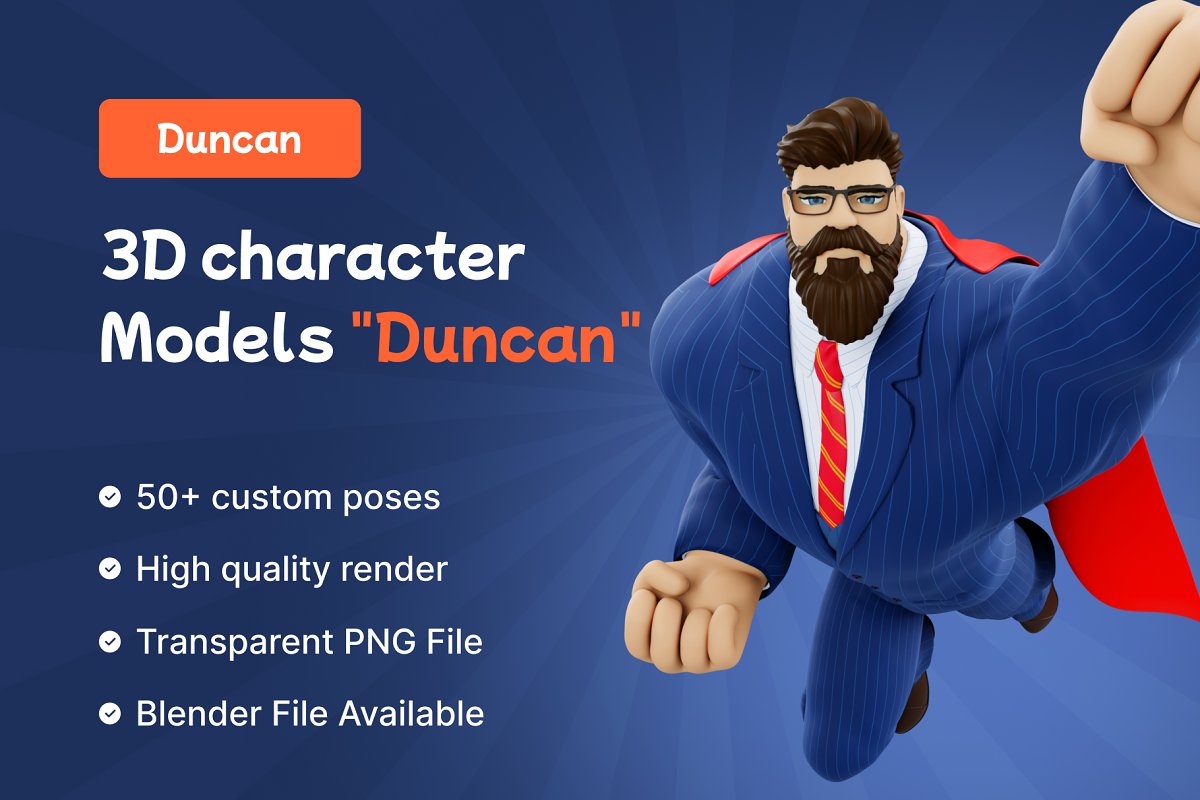 The 3D Character Pack comes with premium designed 3D professional characters.