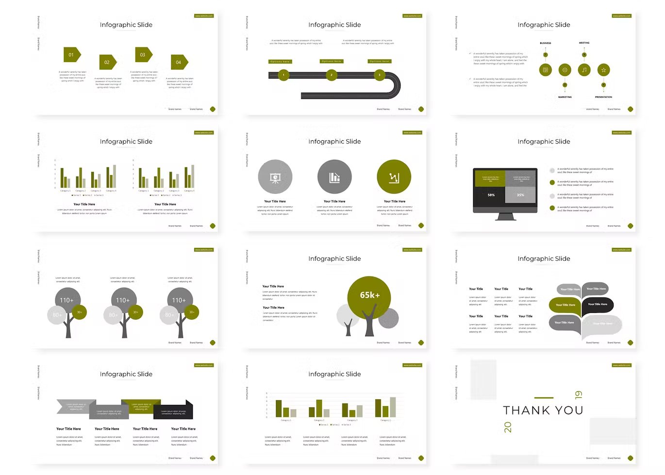 12 different charts and diagrams slides of clothing.