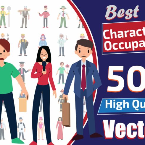 50X Character Occupations Set Illustrations.