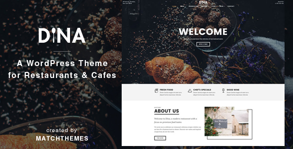 Page image of a unique restaurant theme WordPress template.
