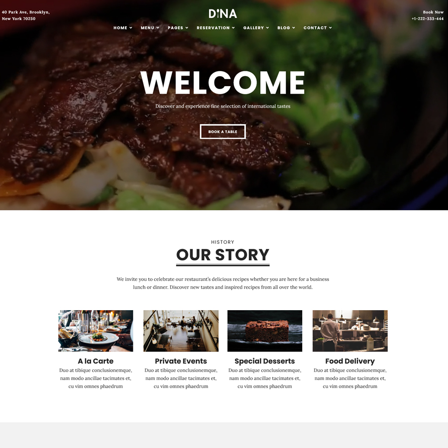 Image page of the wordpress template on the restaurant theme.