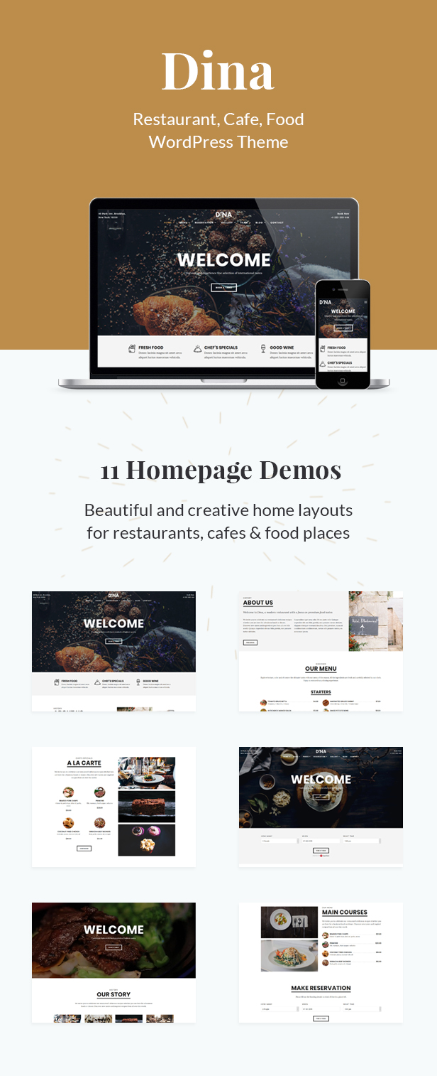 A set of irresistible restaurant theme WordPress pages.