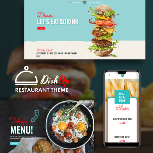 A set of gorgeous restaurant theme WordPress page images.