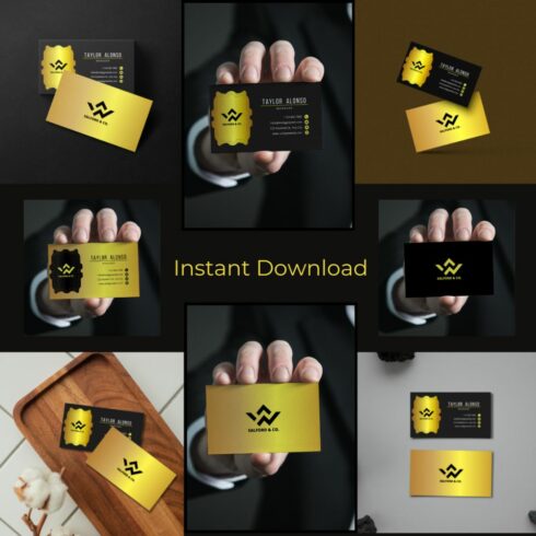 Luxury Gold Business Card Canva Template cover image.